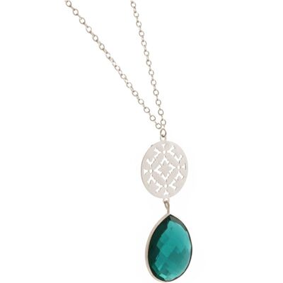 Gemshine women's necklace with mandala and green tourmaline