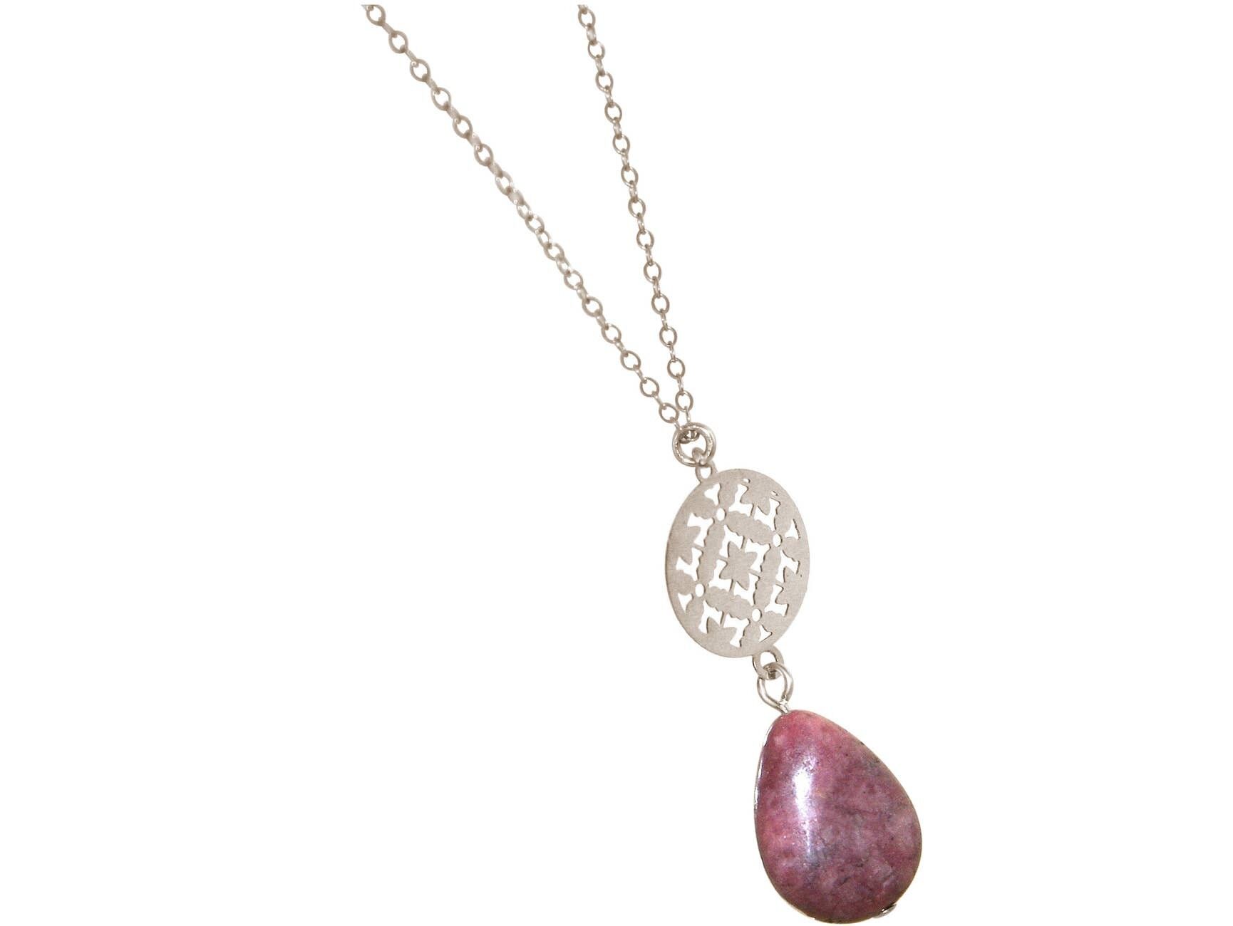Collana da donna Gemshine con mandala e rodonite rosa