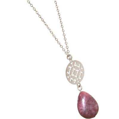 Gemshine women's necklace with mandala and pink rhodonite