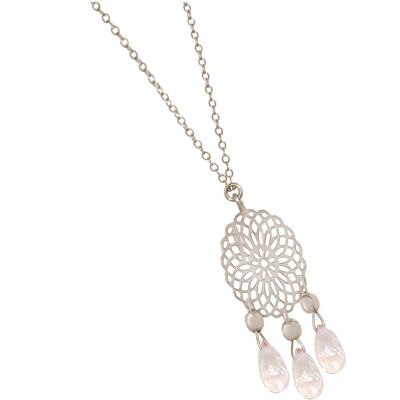 Collana Gemshine da donna con mandala e quarzo rosa