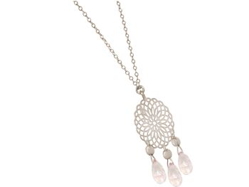 Collier femme Gemshine avec mandala et quartz rose 1