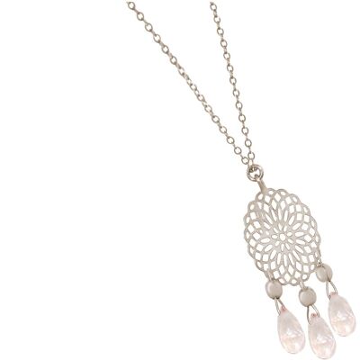 Gemshine women's necklace with mandala and rose quartz