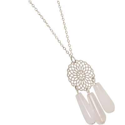 Gemshine Ladies Necklace with Mandala & Rose Quartz