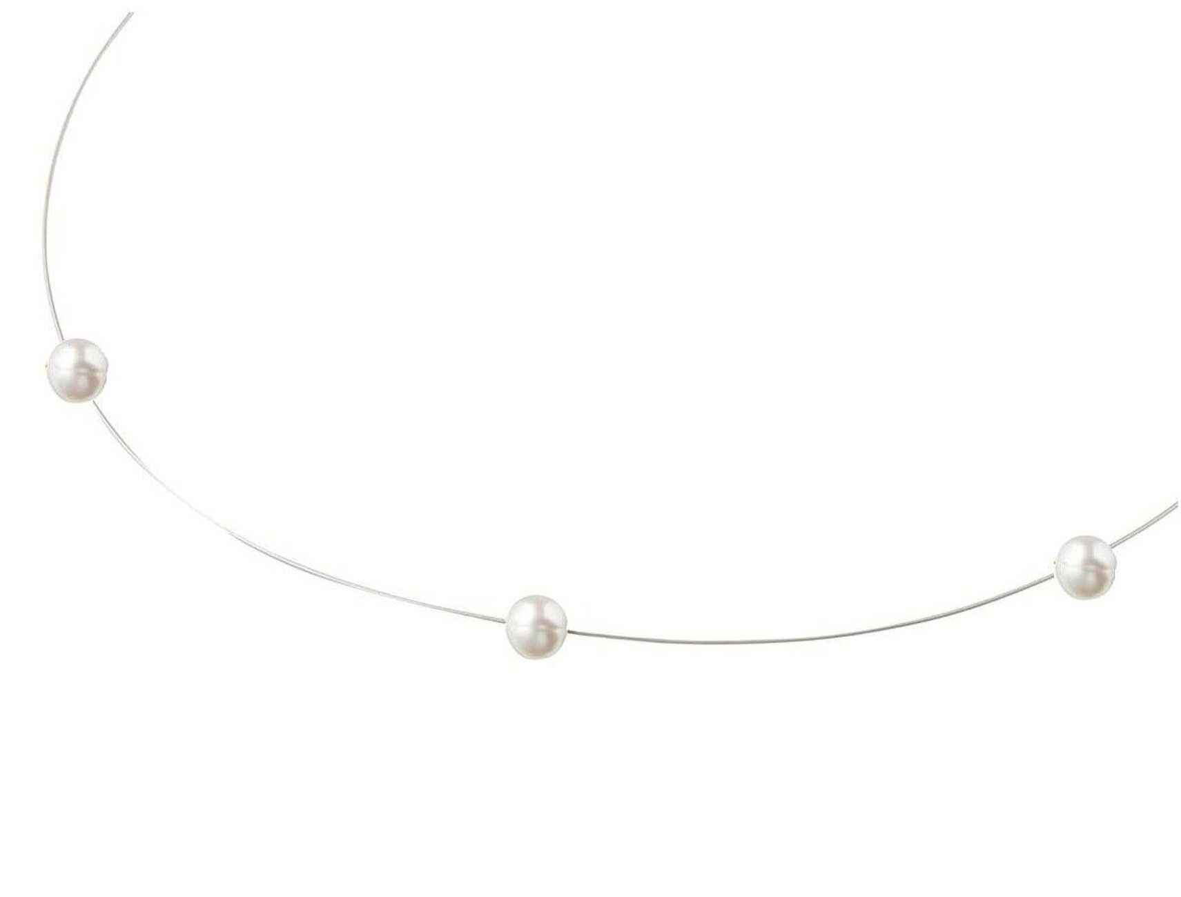 Gemshine women's necklace with floating white cultured pearls