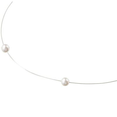 Gemshine women's necklace with floating white cultured pearls