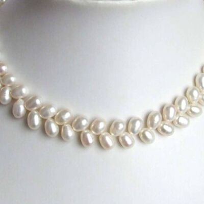 Collana da donna Gemshine con perle bianche vergo lunga 45 cm