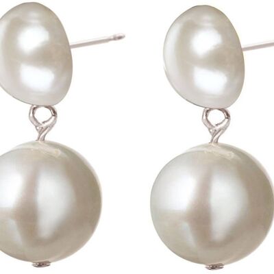 Pendientes de mujer Gemshine con perlas cultivadas blancas de 10 mm Alta calidad