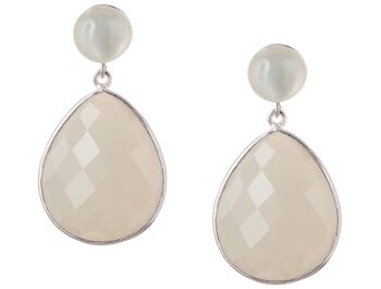 Boucles d'oreilles pour femmes Gemshine avec trop de pierres précieuses de jade blanc de 1 pouce 1