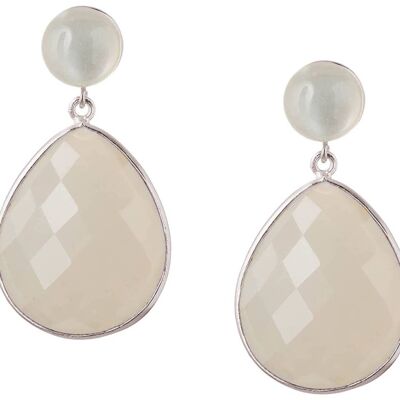 Gemshine women's earrings with 1 inch white jade gemstone trop
