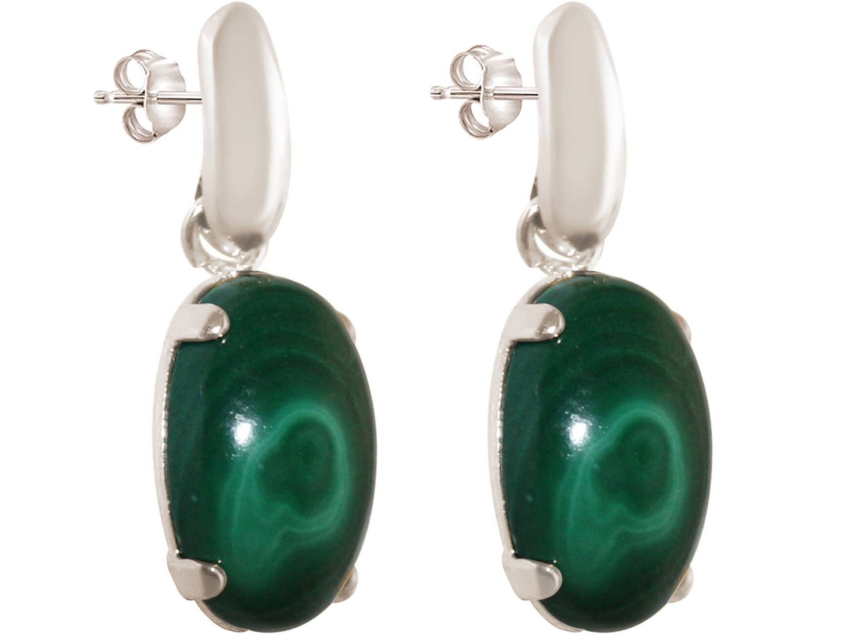 Orecchini da donna Gemshine con gemme di malachite verde 925