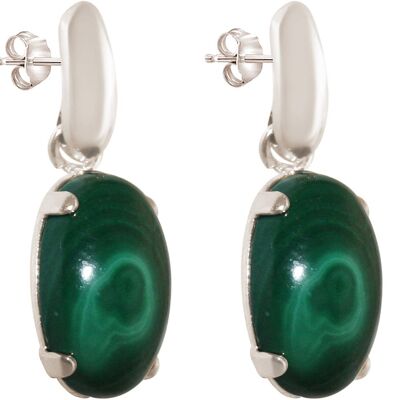 Gemshine women's earrings with green malachite gemstones 925