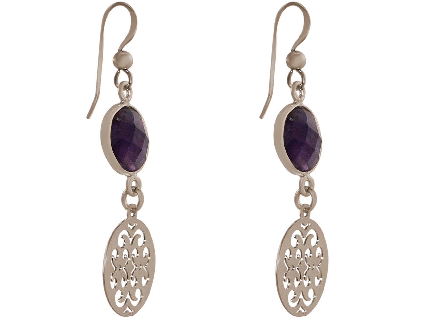 Gemshine Damenohrringe mit Mandalas und Amethysten