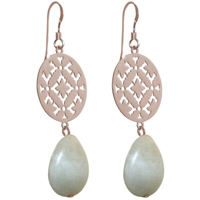 Boucles d'oreilles femme Gemshine avec mandalas et aigues-marines