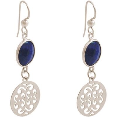 Gemshine women's earrings with mandalas and blue sapphires