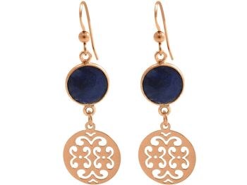 Boucles d'oreilles femme Gemshine avec mandalas et saphirs bleus 4