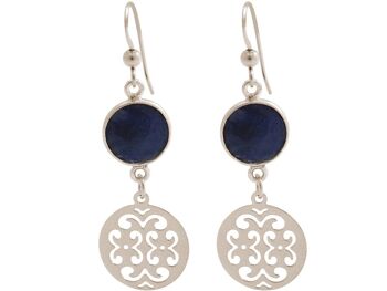 Boucles d'oreilles femme Gemshine avec mandalas et saphirs bleus 2