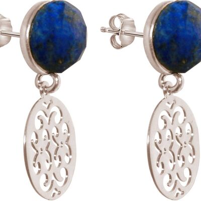 Boucles d'oreilles femme Gemshine avec mandalas et bleu facetté
