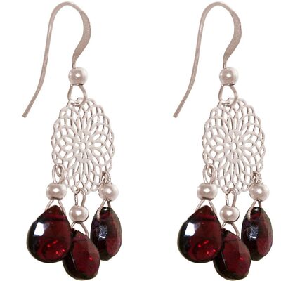 Boucles d'oreilles femme Gemshine avec mandalas et lustre grenat