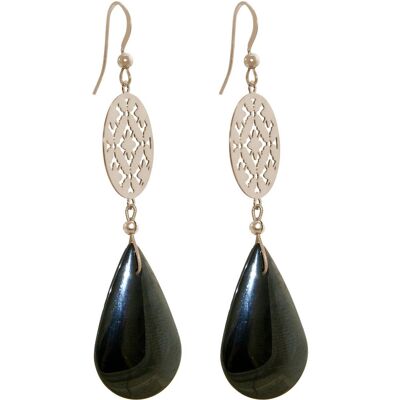 Gemshine women's earrings with mandalas and hematite gemstone