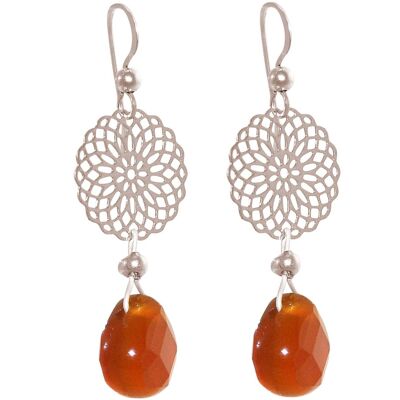 Boucles d'oreilles femme Gemshine avec mandalas et lustre en cornaline