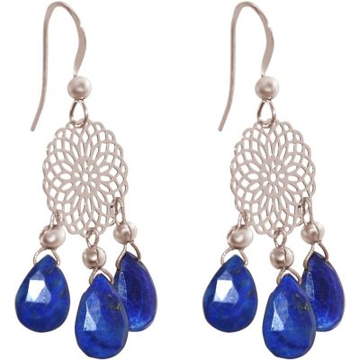 Boucles d'oreilles femme Gemshine avec mandalas et lapis lazuli