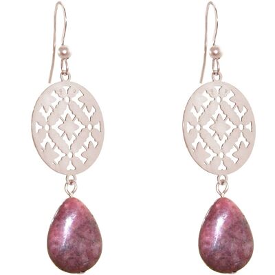 Boucles d'oreilles femme Gemshine avec mandalas et pierre gemme rose