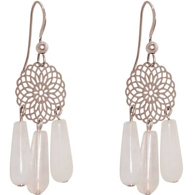 Gemshine women's earrings with mandalas and rose quartz