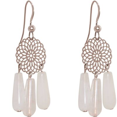 Gemshine women's earrings with mandalas and rose quartz