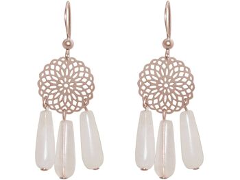 Boucles d'oreilles femme Gemshine avec mandalas et quartz rose 3