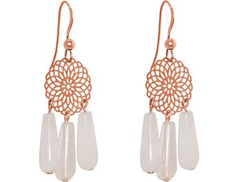 Boucles d'oreilles femme Gemshine avec mandalas et quartz rose 4