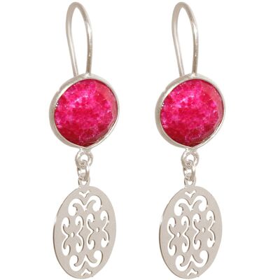 Gemshine women's earrings with mandalas and red rubies