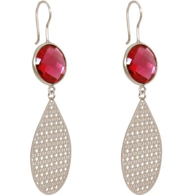 Pendientes de mujer Gemshine con mandalas y gema roja rubí