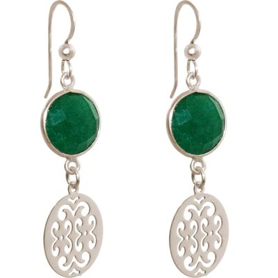Gemshine women's earrings with mandalas and emeralds