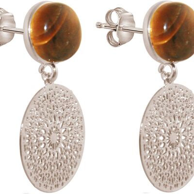 Gemshine women's earrings with mandalas and tiger's eye
