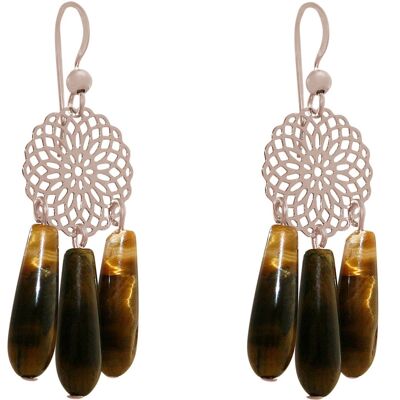 Gemshine - women's earrings with mandalas and tiger eye