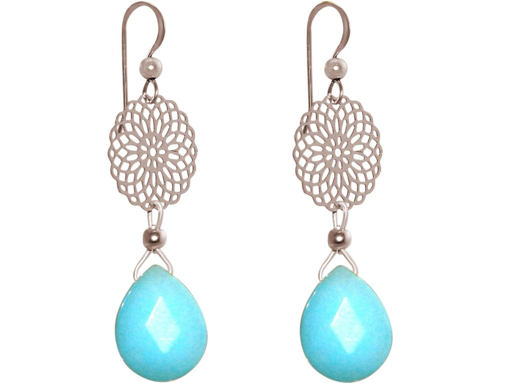 Gemshine Damenohrringe mit Mandalas und Türkis Chandelier