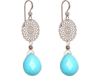 Boucles d'oreilles femme Gemshine avec mandalas et lustre turquoise 1