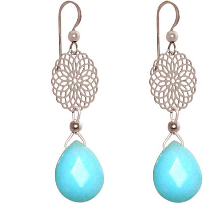 Gemshine women's earrings with mandalas and turquoise chandelier