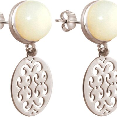 Boucles d'oreilles femme Gemshine avec mandalas et pierre de lune blanche