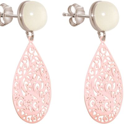 Boucles d'oreilles femme Gemshine avec cabochons et mandalas en pierre de lune