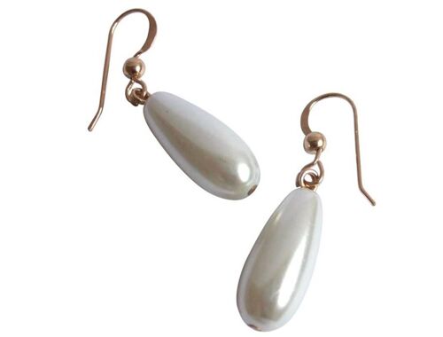 Gemshine Damenohrringe mit weißen Perlen Tropfen 2,5 cm