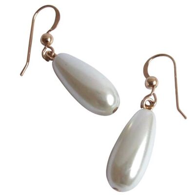 Pendientes de mujer Gemshine con perlas blancas gota 2,5 cm
