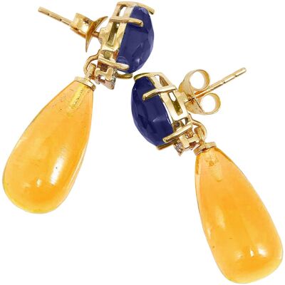 Boucles d'oreilles Gemshine Drop avec iolite bleue et jaune doré