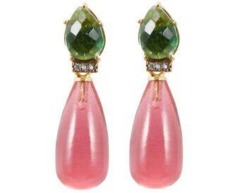 Boucles d'oreilles pendantes Gemshine avec quartz tourmaline verte et rose 4