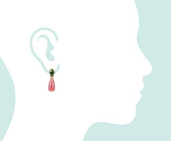 Boucles d'oreilles pendantes Gemshine avec quartz tourmaline verte et rose 3