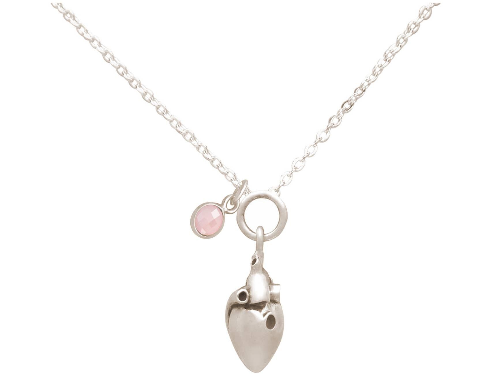 Gemshine Halskette 3-D anatomisches Herz ROSENQUARZ Doktor