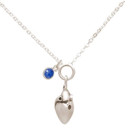 Gemshine necklace 3-D anatomical heart SAPPHIRE for doctor