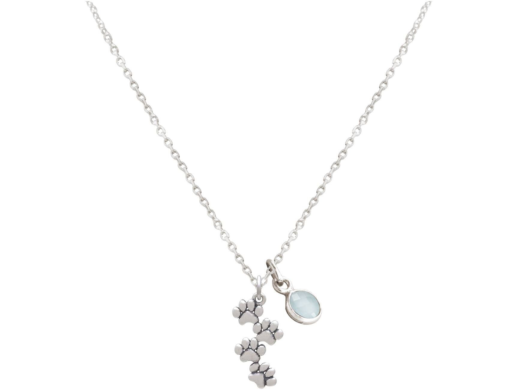 Gemshine Halskette 3-D Hund, Katze Pfoten Tatzen Chalcedon