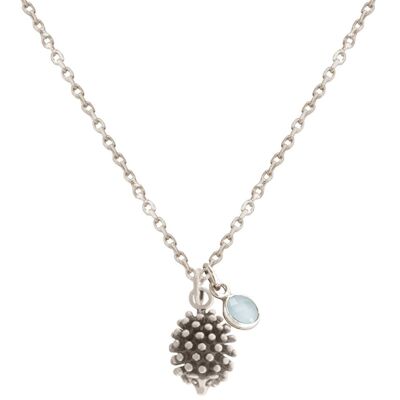 Gemshine necklace featuring 3-D HEDGEHOG, forest and hedgehog