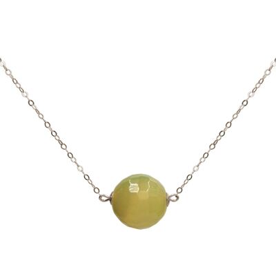 Collier Gemshine Boule 3-D Pendentif en pierre précieuse de jade vert